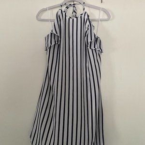 J Crew Navy and White Striped Halter Dress
